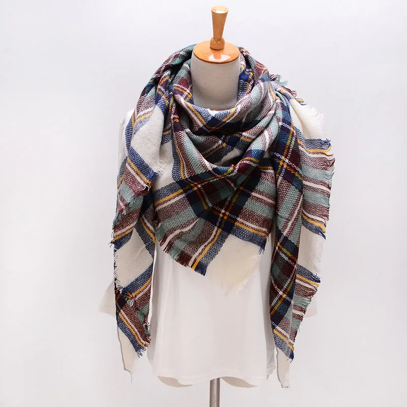 Winter Triangle Scarf For Women Brand Designer Shawl Cashmere Plaid Scarves Blanket Wholesale Dropshipping S027-style 5 |