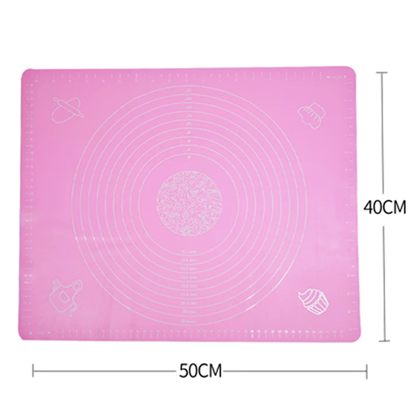4050 Pink Силиконовый коврик для теста, антипригарный коврик для выпечки со шкалой, раскатка теста, коврик для теста, кондитерский лист, духовка, пищевой вкладыш, инструмент для выпечки - Цвет: 4050 Pink