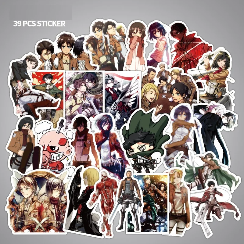 

39 Pcs/Set Anime Attack On Titan Adhesive Stickers DIY PVC Diary Scrapbooking Sticker For Laptop Suitcase Bicycle Car