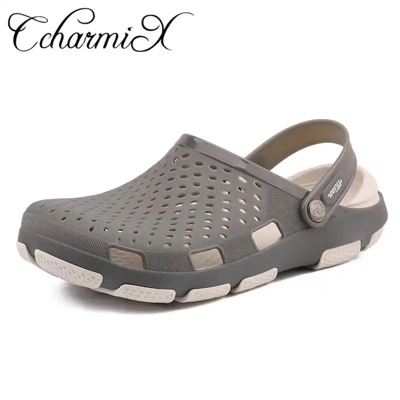 gray1 CcharmiX/ летние мужские сандалии; пляжные мужские сабо; мужские прозрачные сандалии; Мужская обувь шеф-повара; легкие сандалии; садовые Сабо - Цвет: gray1