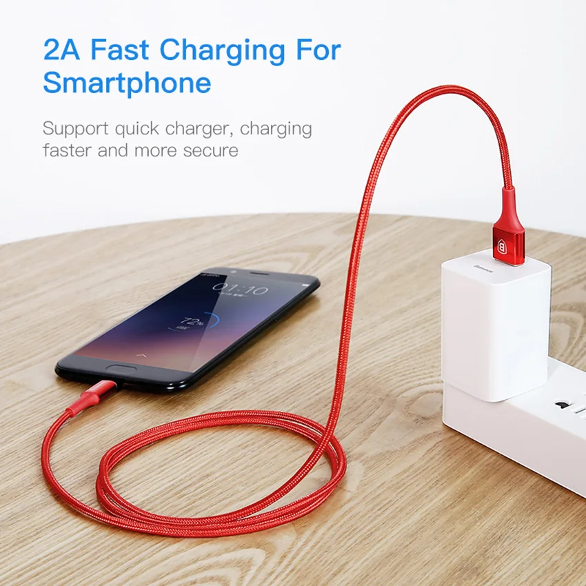 Baseus Реверсивный кабель Micro USB для Samsung S7 LED освещение зарядный Xiaomi Redmi 4X Note 4