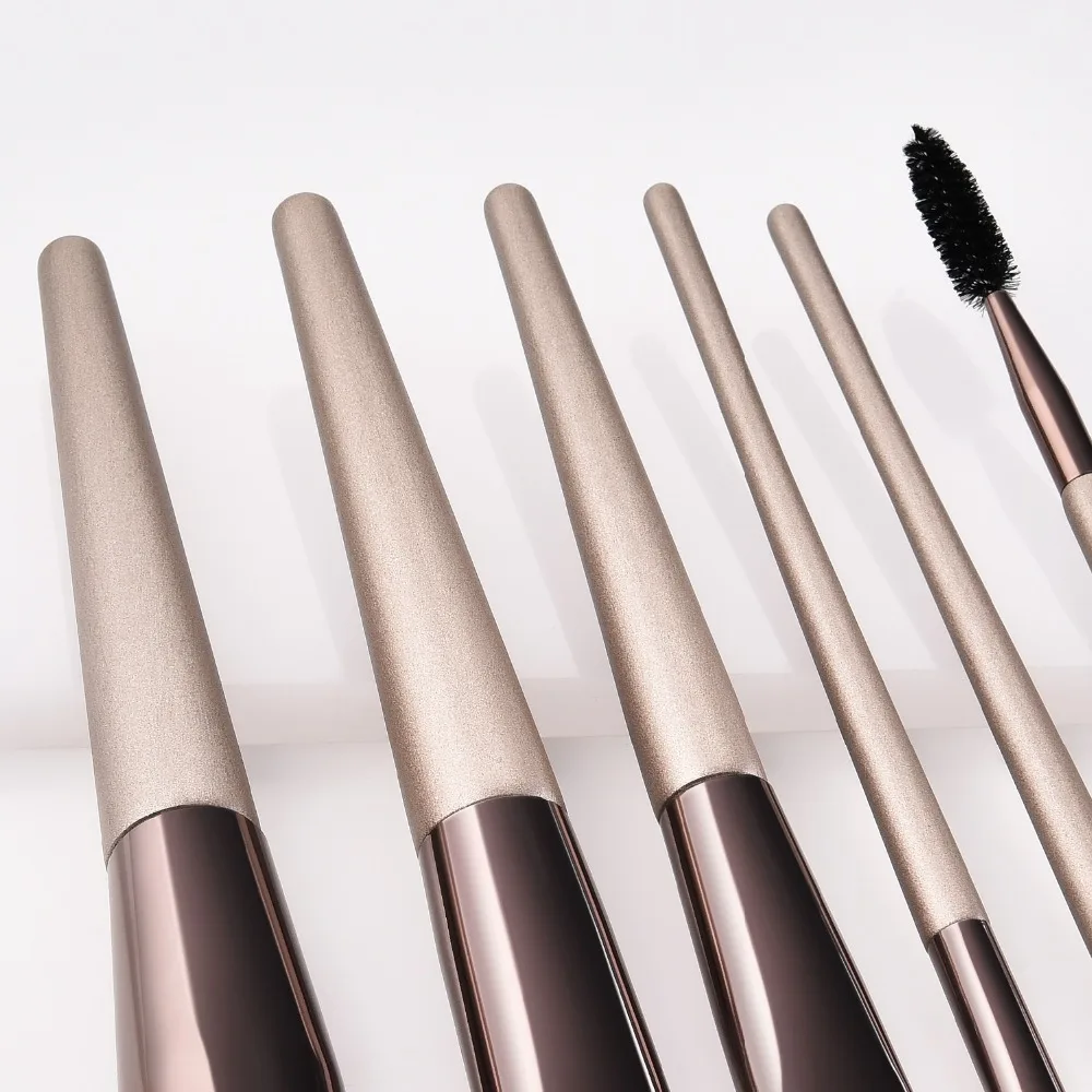 6pcs/set Champagne Makeup Brushes For Foundation Flat Powder Bronzer Eyeshadow Blending Brush Women Facial Tools Kit | Красота и