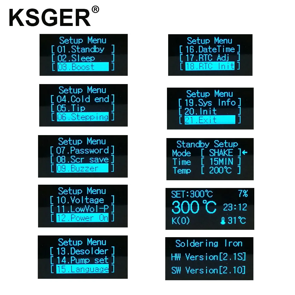 Паяльная станция KSGER T12 STM32 V2.1S паяльный инструмент с OLED контроллером наконечники