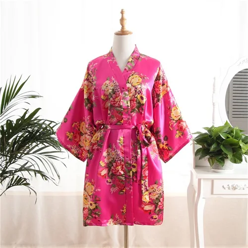 Style 3 Белая Женская атласная короткая ночная рубашка кимоно халат халат цветочные пижамы Свадебные невесты сексуальное платье один размер - Цвет: Style 3