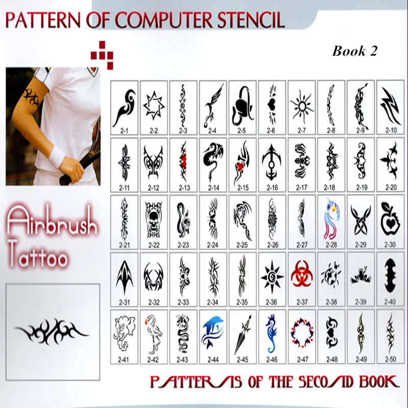 Золотой Феникс книга трафаретов 2 для временного аэрография тату/бодиарт