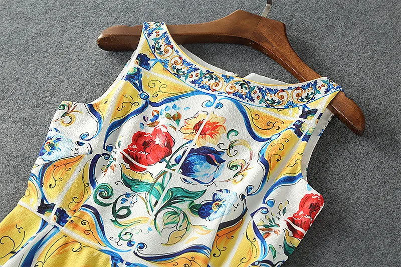 Sicily модная женская одежда высокого качества Кнопка сзади Дамы Европейский Лето Тотем печати восстановление древних способов платья