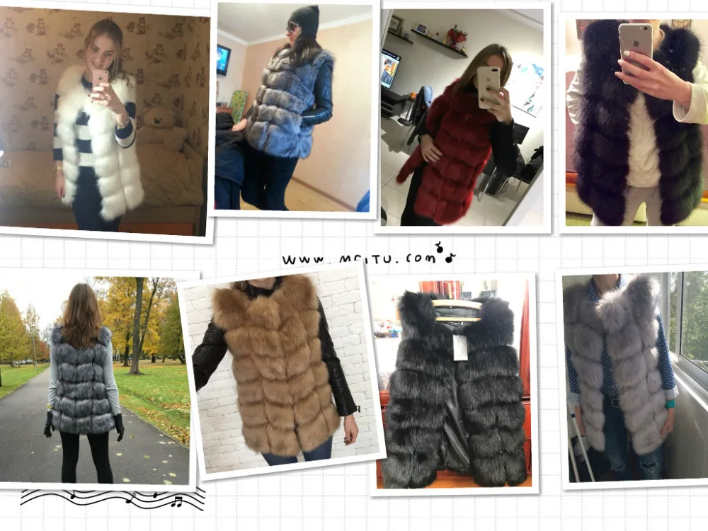 

High Quality Fur Vest Coat Luxury Faux Fox Warm Women Coat Vests Winter Fashion Fur Coats Jacket Gilet Veste Plus Size 4XL Q1778
