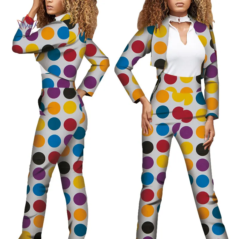 Комплект из 2 предметов с Африканским принтом для женщин весенние Дашики брюки