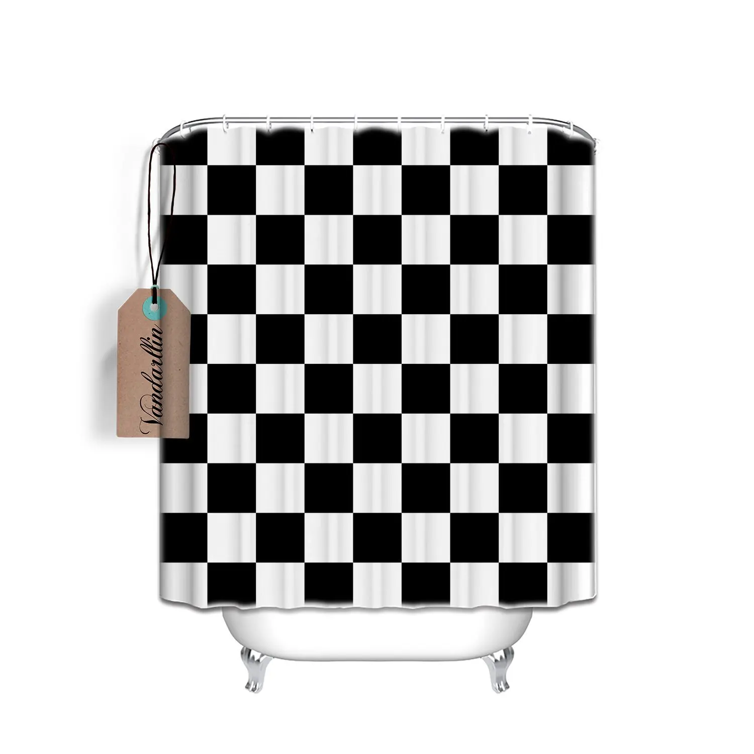 Черный и белый шашки узор Ванны душ Шторы 60x72 дюймов в длину полиэстер Ткани