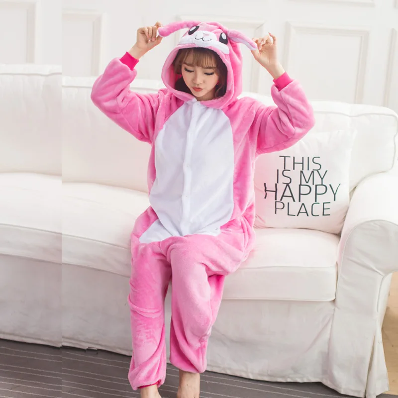 кигуруми Забавный кролик пижамы животных взрослых Onesie Кролик для женщин косплей