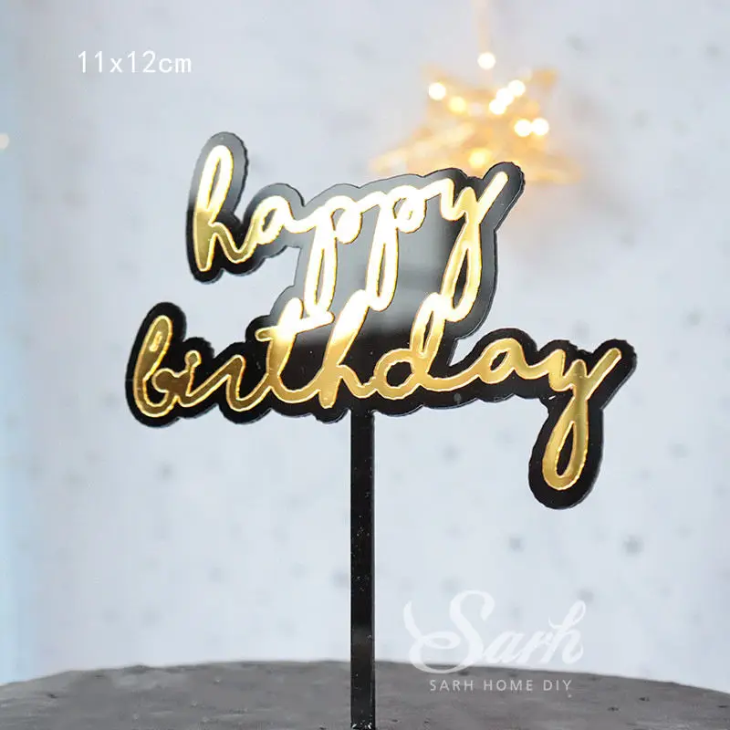 2pc birthday Разноцветные счастливые топперы для торта на день рождения, розовые, фиолетовые, блестящие, для письма, украшения для рук, вечерние, милые подарки - Цвет: 2pc birthday