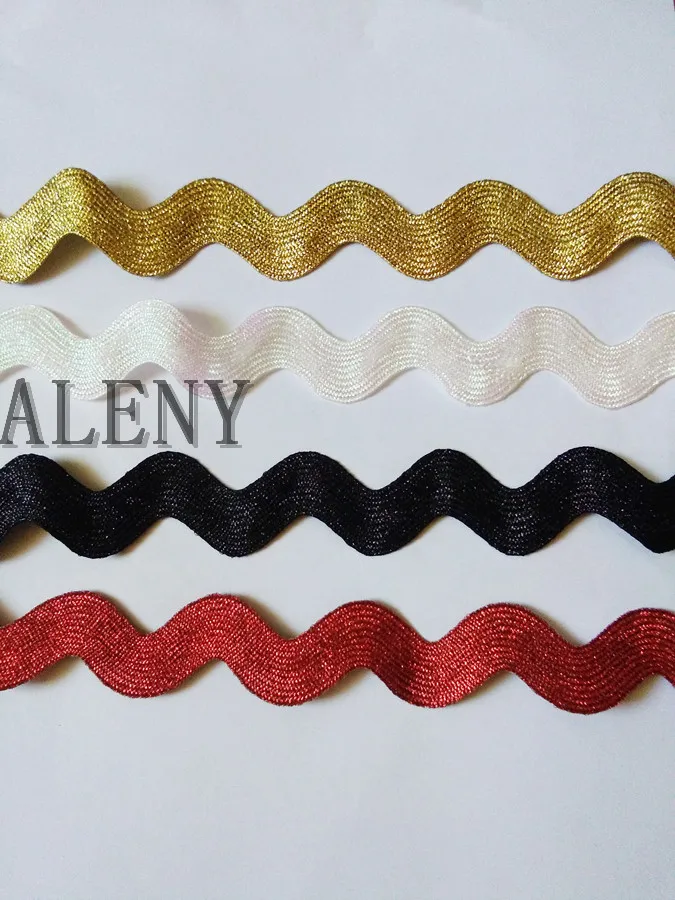 1 ярдов/партия металлические блестящие ленты Ric Rac Zig Zag 25 мм широкие кружевные нити