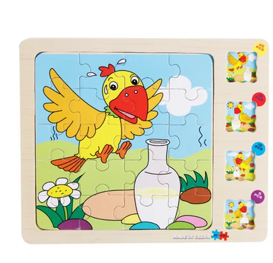 Wooden Animal Scene Multi-layer Story Puzzle Imposition Infant Child Early Childhood Education Intellectual Toy 1-3-6 Years Old | Игрушки и