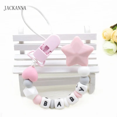 22 Customized Name Baby Pacifier Chain DIY Soother Chain BPA Free Newborn Attache Sucette Silicone Baby Pacifier Clips Holder Chain - Цвет: 22