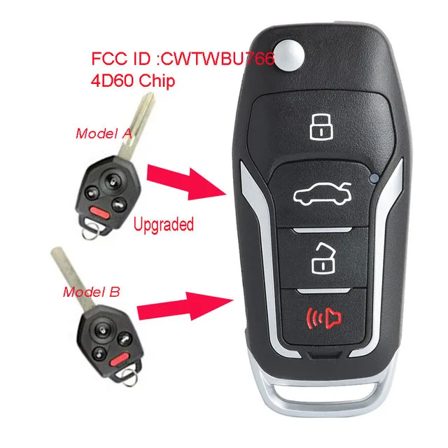 

Keyecu Upgraded Flip Remote Car Key Fob 433MHz 4D60 Chip 4 Button for Subaru Legacy Outback 2009-2014 FCC: CWTWB1U766