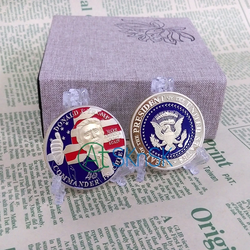 Оптовая продажа 2017 Золотая монета Американский 45 й президент Дональд с