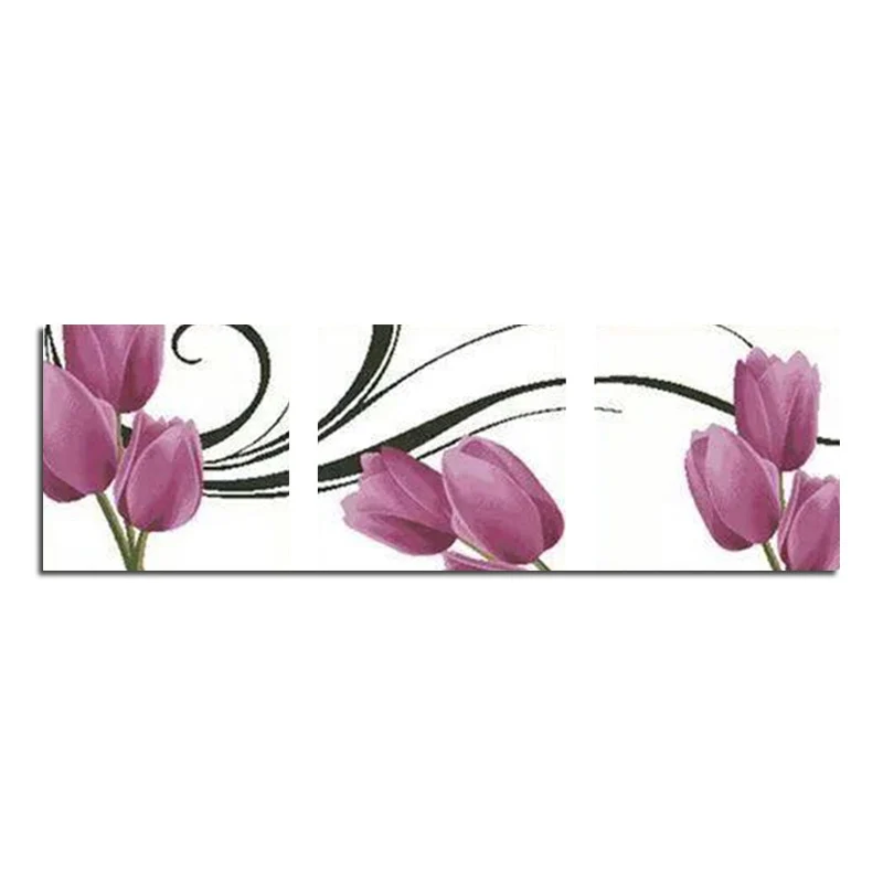 

Purple tulip triple 105x35 DIY square drill rhinestone pasted painting cross stitch crafts Needlework Diamond Drawing