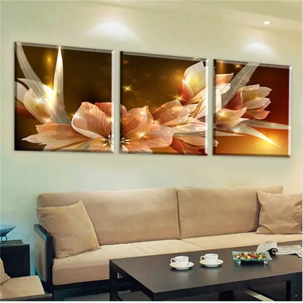 3 шт. Картина на холсте богатство и роскошные золотые цветы искусство дешевая