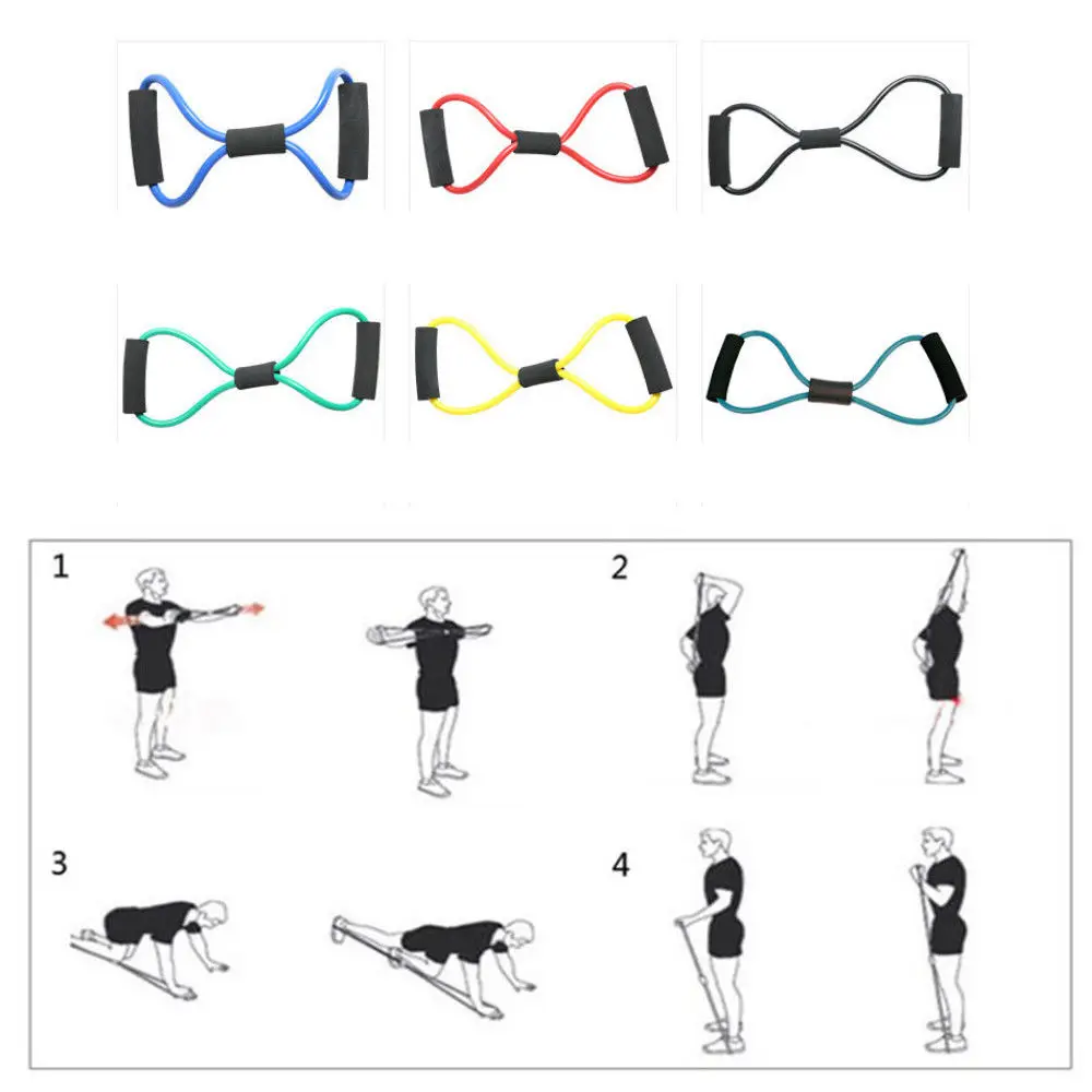 Эспандеры 8 образных эластичных резиновых петель латекса тянуть веревку