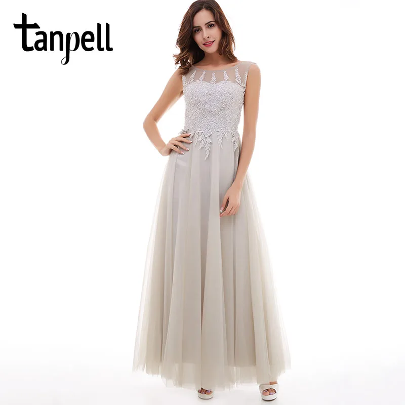 Tanpell, длинное вечернее платье, серое, с глубоким вырезом, на молнии, с аппликацией, без рукавов, до щиколотки, платье, дешево, с открытой спиной, вечерние платья - Цвет: gray