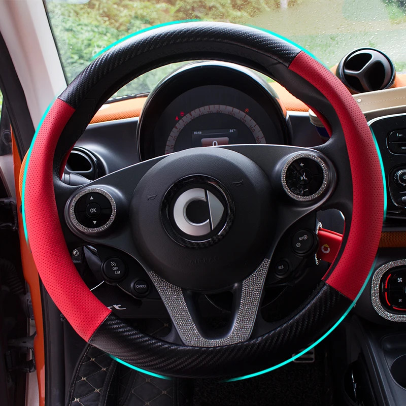 Автомобильный Внутренний чехол на руль, Кожаное украшение для smart 453 fortwo forfour, 38 см, чехол на руль, модификация, стиль