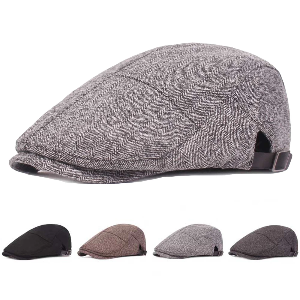 Мужской теплый классический береты Регулируемый головной убор Открытый