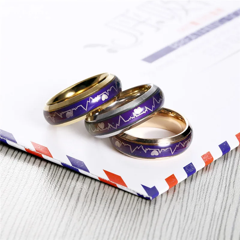 Бесплатная доставка кольца с электрокардиограммой для женщин кольцо настроения