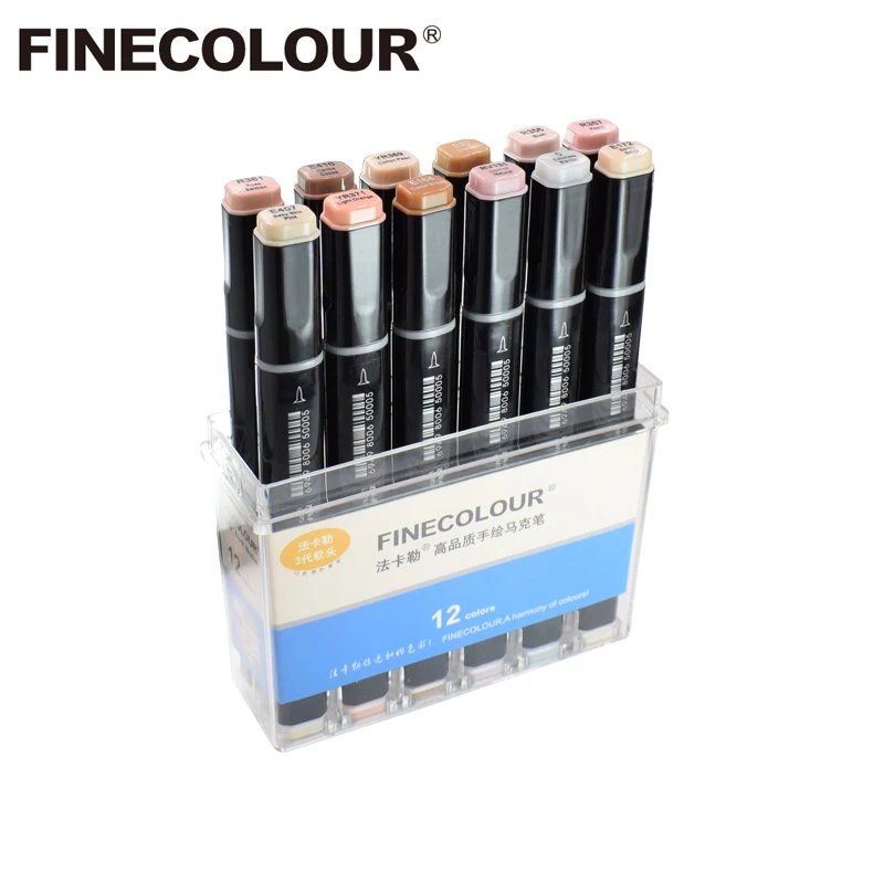 Finecolour тон кожи мягкие маркеры щеток 12 цветов манга эскиз графический дизайн с