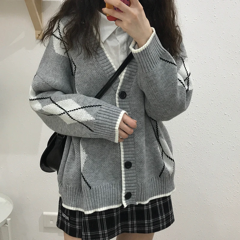 Женский вязаный кардиган в Корейском стиле с v-образным вырезом 3 вида цветов