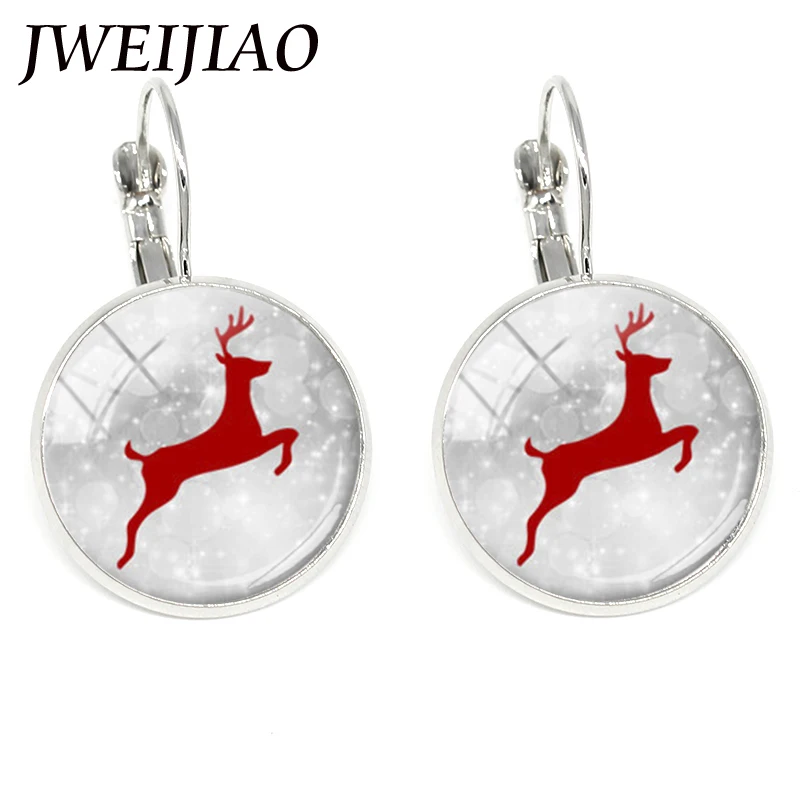 JWEIJIAO высококачественные серьги-клипсы с изображением Санта Клауса оленя снега