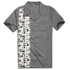 Мужская винтажная рубашка с коротким рукавом, повседневная классическая рубашка в стиле рокабилли, с принтом Лондонской моста, в стиле хип-хоп, 70-х