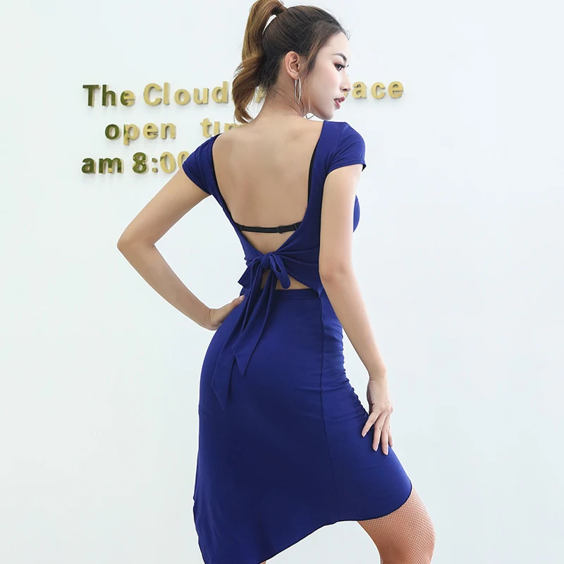 Новое сексуальное черное платье для латинских танцев женское танго с открытой