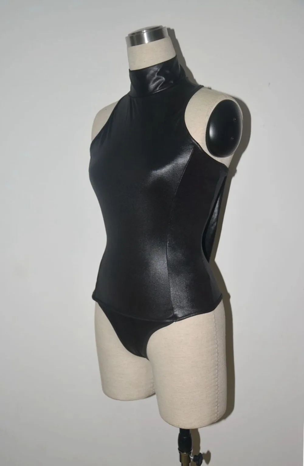 S-4XL, черный, красный, эротические купальники для косплея горничной, черный, красный, боди из искусственной кожи, сексуальное трико с высоким воротом и рукавами, Фетиш swinwe