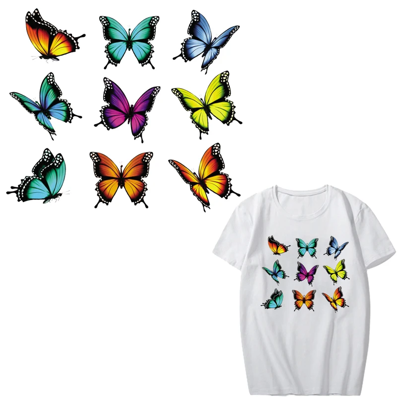 

Iron on Butterfly Patches for Girl Clothing DIY T-shirt Dresses Applique Heat Transfer Vinyl Stickers Applications for Clothes