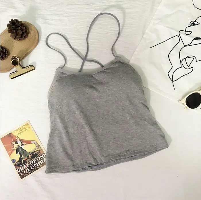 Gray Сексуальная Открытая короткая женская ночная кофта для девочек, топы с раздельным бюстгальтером, женские майки без косточек, укороченные топы для женщин - Цвет: Gray