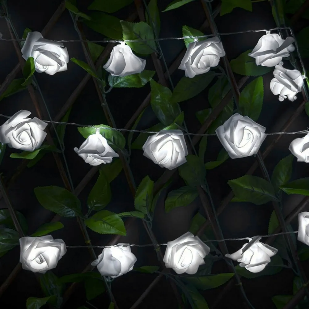 Wedding white Roses LED String Lights 1.2m 10 LEDs Best Gift for Birthday Party Events Christmas Decoration Lightings Casamento | Лампы и