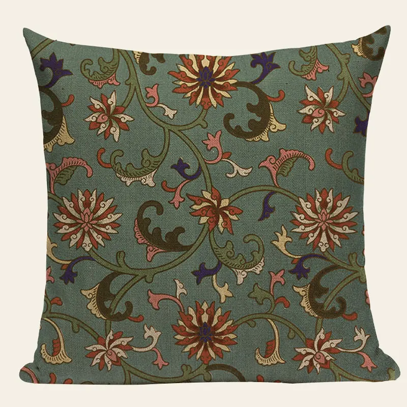 Винтаж деревенский декоративные Cushioncovers красочные подушки с принтом в китайском стиле Стиль льняная Подушка Чехол Диван Seat Обложка домашний декор на заказ - Цвет: 2696