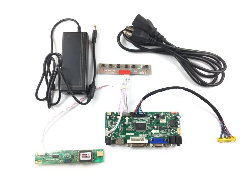 Бесплатная доставка плата аудио ЖК-контроллера DVI VGA + кабель LVDS драйвера