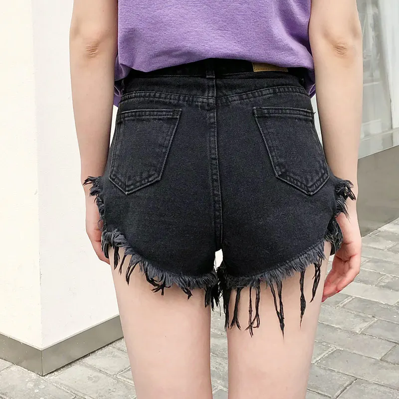 Женские джинсовые шорты повседневные с дырками и бахромой лето 2018 | Женская