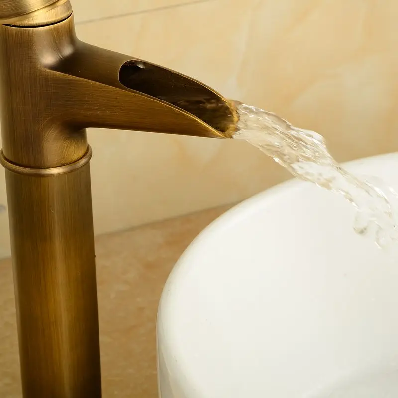 Brass Antique Faucet Higher Bathroom Mixer Tap Waterfall Vintage Sink ColdHot Basin china sanitary ware | Обустройство дома