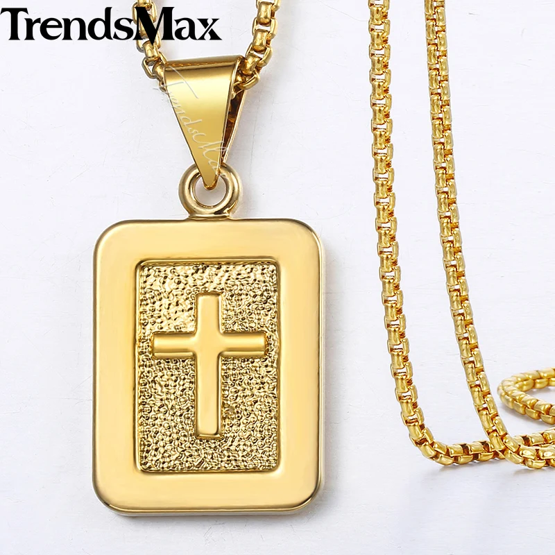 Trendsmax крест подвески для женщин мужчин Кристиан резные Dog Tag s золотые религиозная