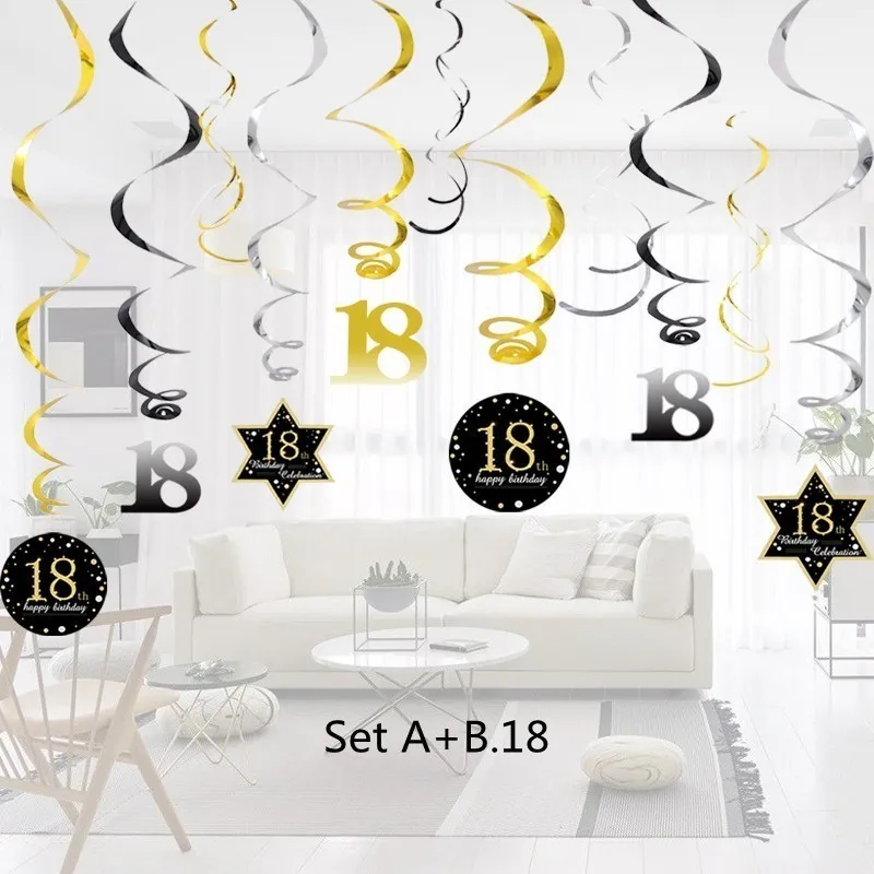 A add B18-14pcs Горячее предложение! Распродажа! 18/30/40/50/60 лет DIY спиральный орнамент на день рождения воздушный шар "Конфетти" на день рождения Balons юбилейные праздничные украшения - Цвет: A add B18-14pcs