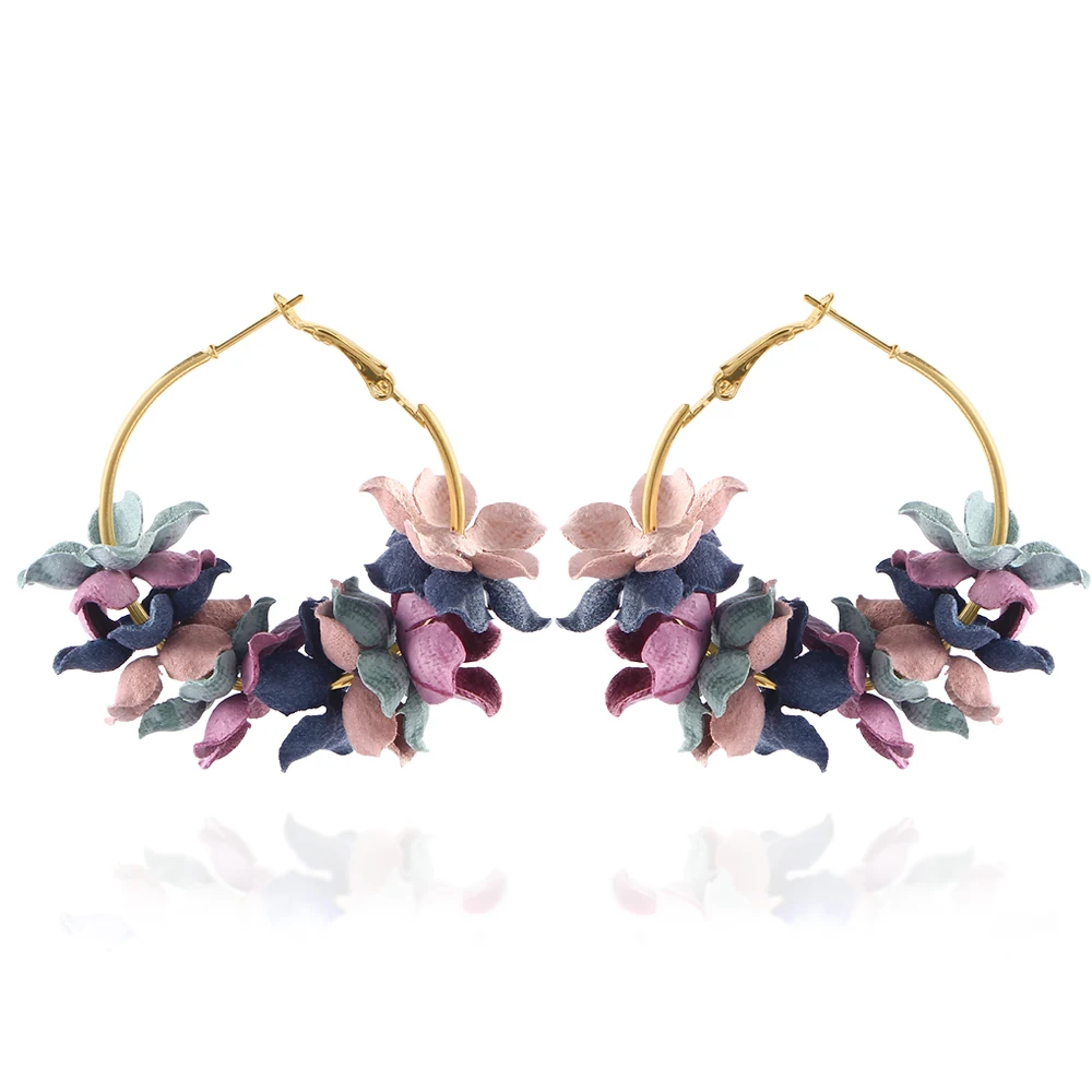 Модные тканевые серьги подвески с цветком для женщин Bijoux красочные Лепестковые