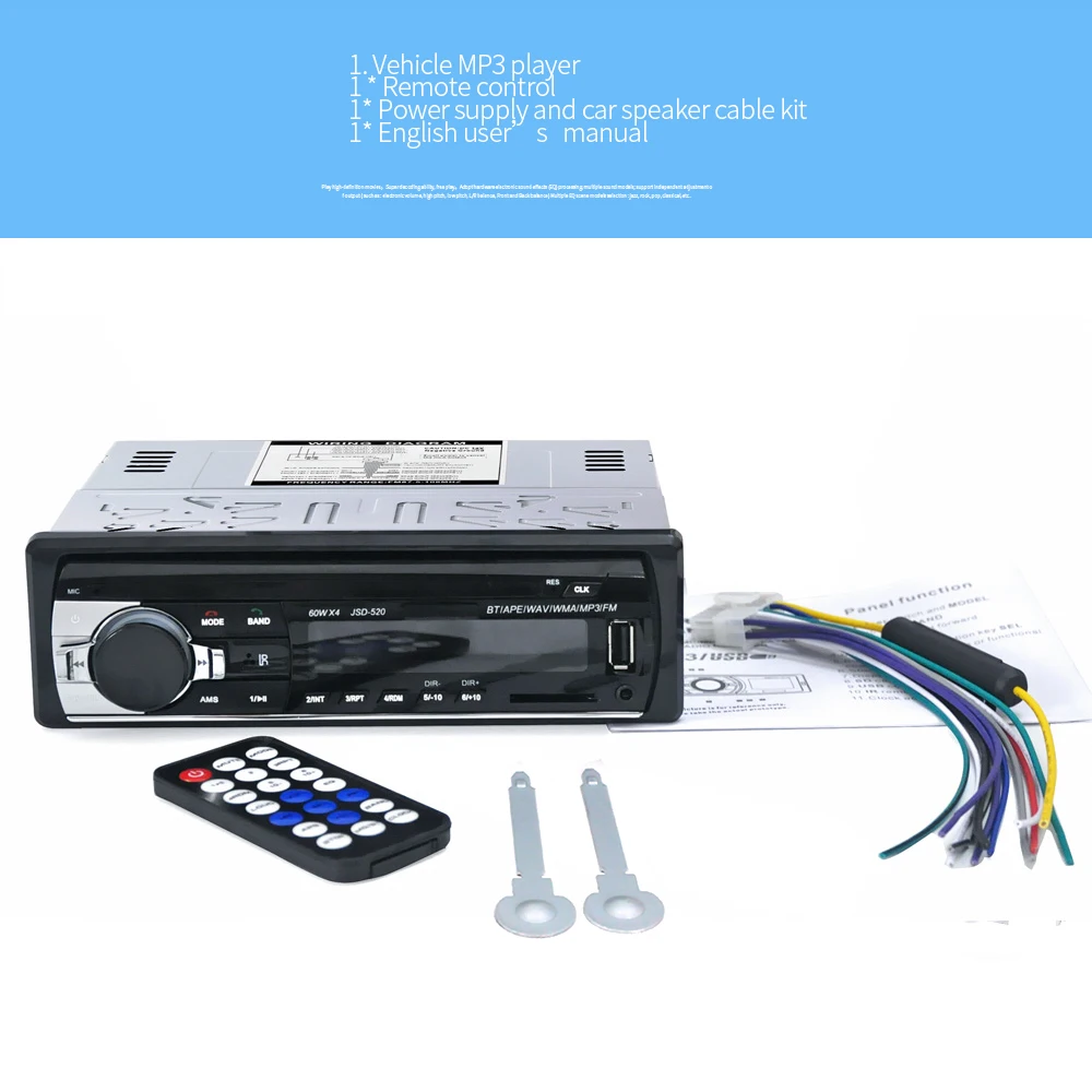 Автомагнитола 12 в Bluetooth V2.0 JSD520 автомобильный стерео In-dash 1 Din FM Aux вход приемник SD USB MP3 MMC WMA ISO разъем XNC