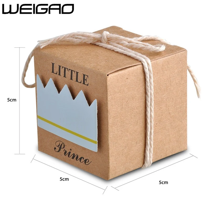 WEIGAO, 20 шт/40 шт, коробка для конфет из крафт-бумаги, Подарочная коробка для детского душа, подарки для гостей на день рождения, Подарочная сумка для мальчиков и девочек, вечерние принадлежности