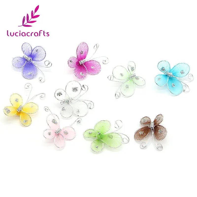 Lucia crafts 24 шт Случайные Смешанные чулки Шелковый цветок Свадебная вечеринка Бант Шпилька Декор DIY материалы ручной работы V0702