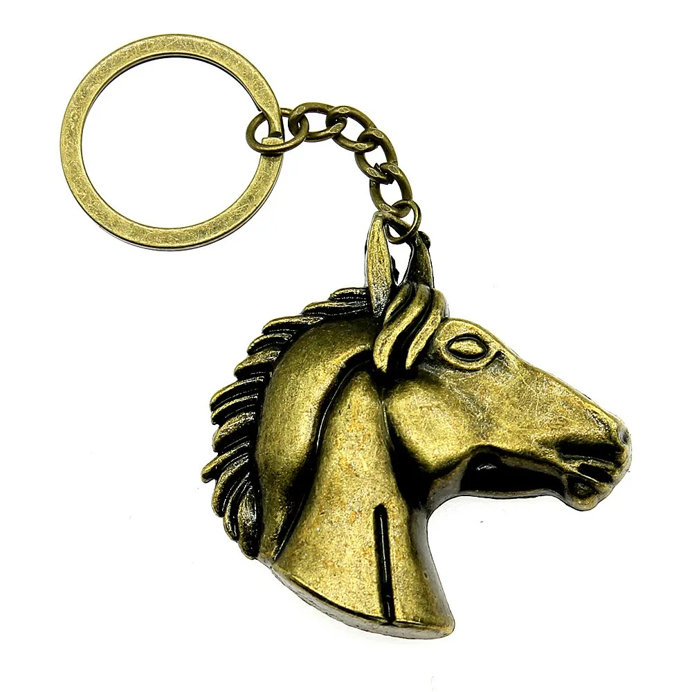 Big Horse Head Модный брелок Единорог лошадиная Подкова автомобильный брелок ручной работы ювелирные изделия Брелки Шарм брелок на сумку подарок для девочек - Цвет: Big Horse Head