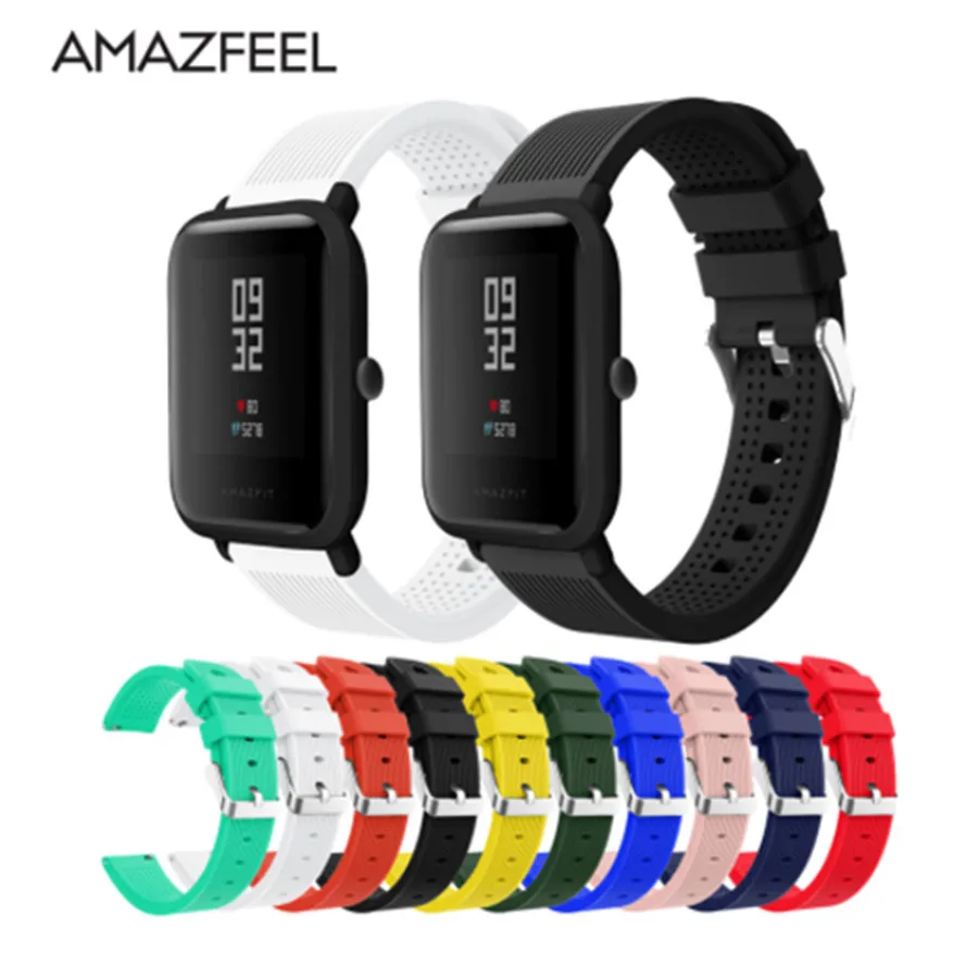 Оригинальный 20 мм силиконовый ремешок для часов Xiaomi Huami amazfit bip bit Браслет Смарт