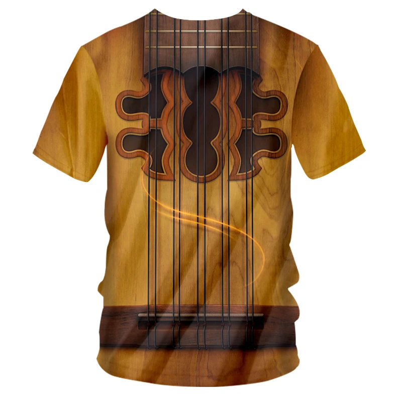CJLM Gothic Guitar Art Musical Instrument Summer 3D Full Printing Fashion V Neck Tshirt Print Hip Hop Style Tee Casual | Мужская одежда