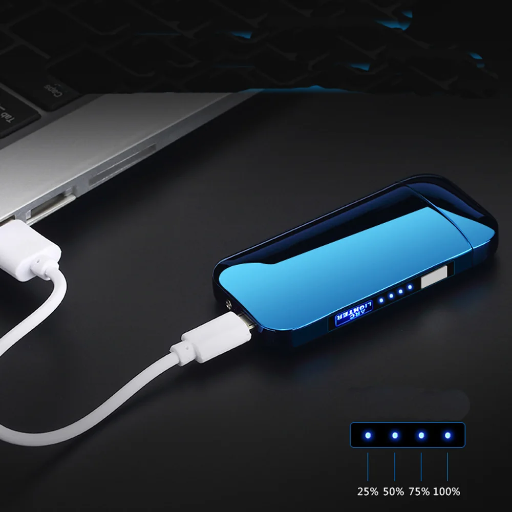 1 шт. USB перезаряжаемая ветрозащитная беспламенная Зажигалка светодиодный